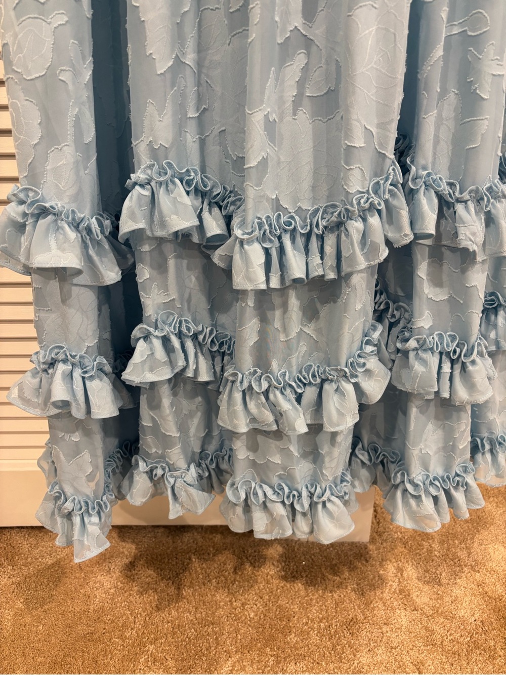 Azazie Sky Blue Floral Burnout Corset Dress - Picture 3 of 13